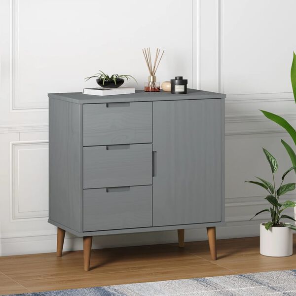 vidaXL Sideboard MOLDE Grey 76,5x40x80 cm Solid Wood Pine