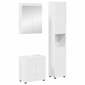 vidaXL Bathroom Furniture Set TULUM 3 pcs High Gloss White