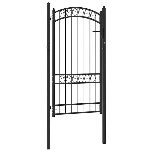 vidaXL Fence Gate with Arched Top Steel 100x123.5 cm Black