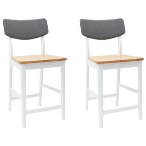 vidaXL Dining Chairs 2 pcs Solid Rubber Wood White 48 x 49 x 95 cm