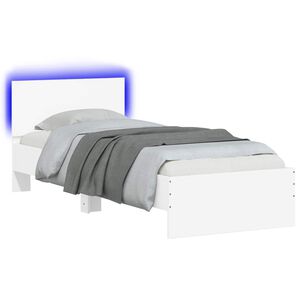 vidaXL Bed Frame with LED White 80 x 200 cm Engineered Wood