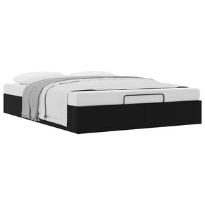 vidaXL Ottoman Bed Frame Black Queen Size Faux Leather