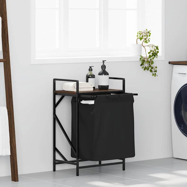 vidaXL Laundry Basket 1 Compartment with Shelf Brown Oak