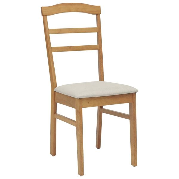 vidaXL Dining Chair 2 pcs Natural and Light Solid Rubber Wood