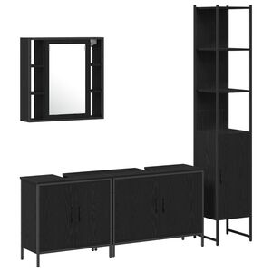 vidaXL Bathroom Furniture Set 4 pcs Black Engineered wood