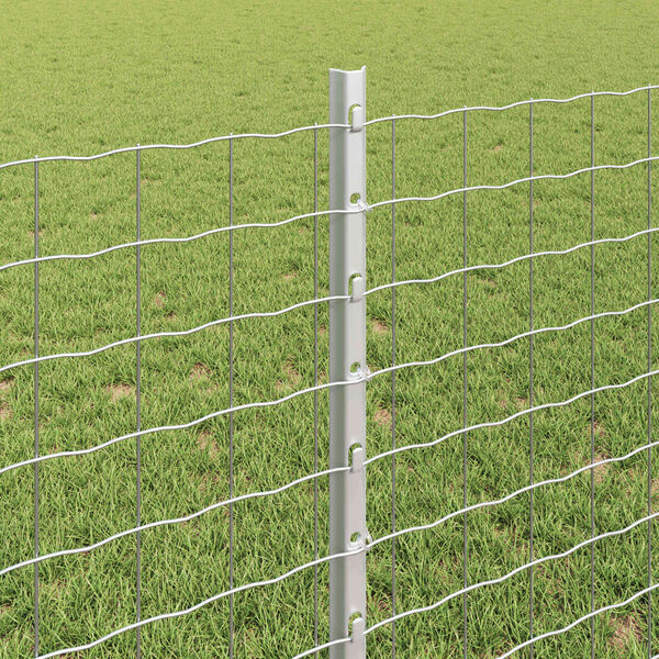 vidaXL Fence with Post Silver 0.8 x 10 m Steel
