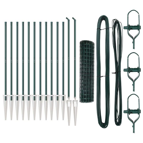 vidaXL Fence with Post Green 1 x 25 m Steel and PVC