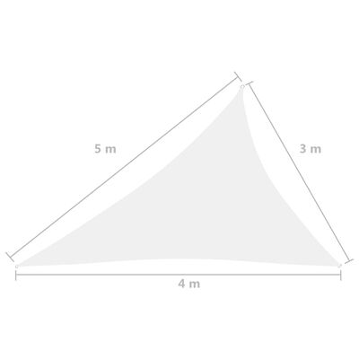 vidaXL Sunshade Sail Oxford Fabric Triangular 3x4x5 m White