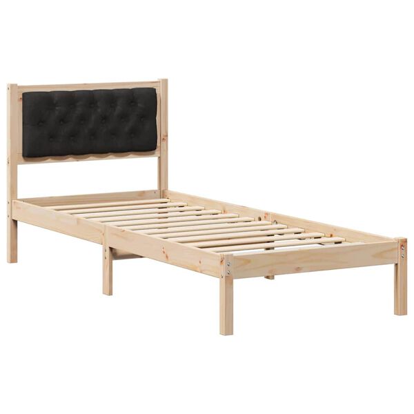 vidaXL Bed Frame with Headboard Black 90 x 190 cm Solid Pine Wood