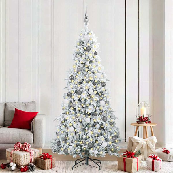 vidaXL Artificial Hinged Christmas Tree White 210 cm PE and PVC