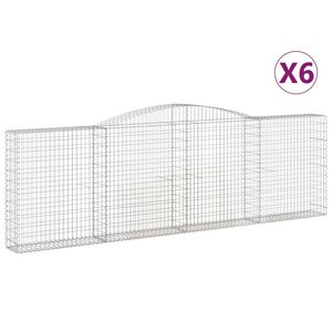 vidaXL Arched Gabion Baskets 6 pcs 400x30x120/140 cm Galvanised Iron
