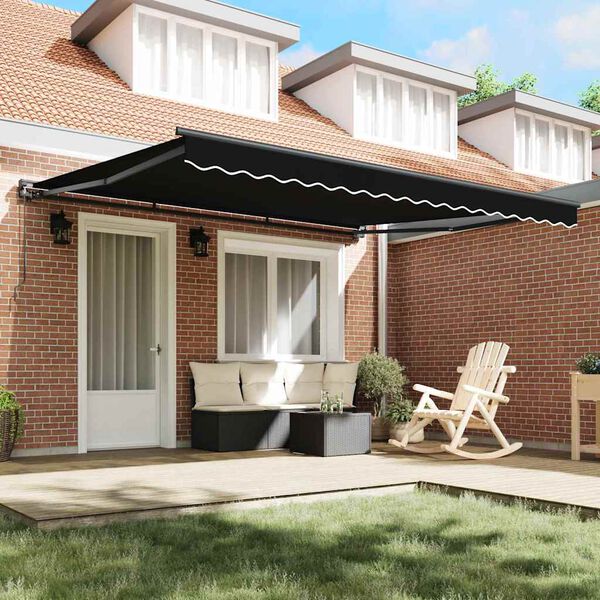 vidaXL Retractable Awning Black 400 x 300 cm Polyester and Metal