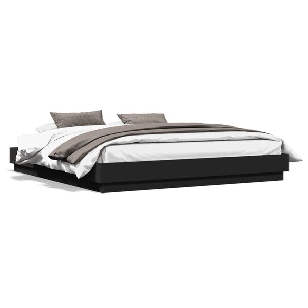 vidaXL Bed Frame without Mattress Black 180x200 cm Super King