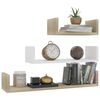 vidaXL Wall Display Shelf 3 pcs White and Sonoma Oak Engineered Wood
