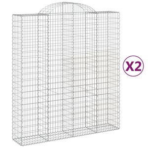 vidaXL Arched Gabion Baskets 2 pcs 200x50x220/240 cm Galvanised Iron