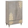 vidaXL Highboard Grey and Gold 60 x 33 x 100 cm Solid Mango Wood