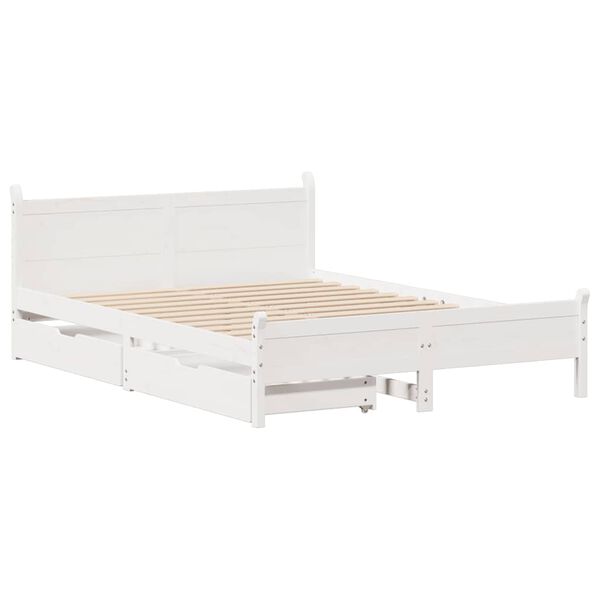 vidaXL Bed Frame without Mattress White 135x190 cm Double Solid Wood Pine