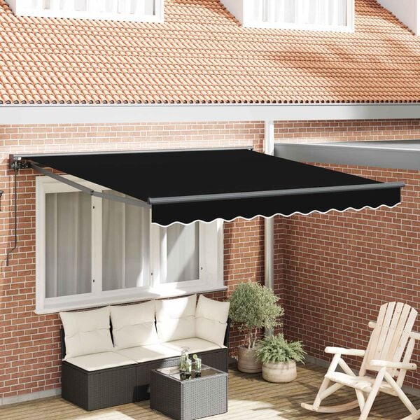 vidaXL Retractable Awning Black 300 x 250 cm Aluminium and Fabric