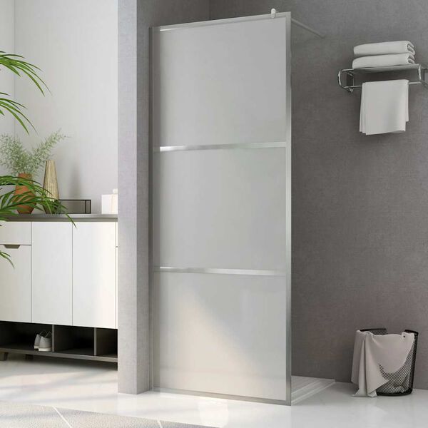 vidaXL Walk-in Shower Wall with Whole Frosted ESG Glass 90x195 cm