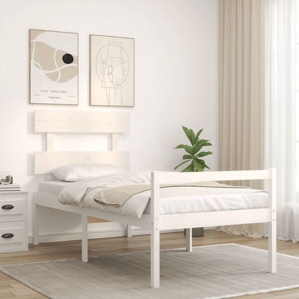vidaXL Senior Bed without Mattress White Single Solid Wood