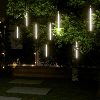 vidaXL Meteor Lights 8 pcs 30 cm Cold White 192 LEDs Indoor Outdoor