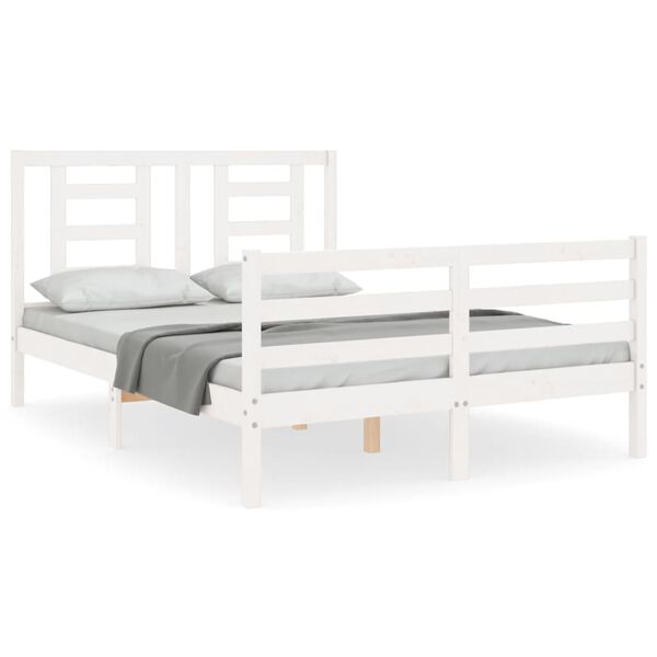 vidaXL Bed Frame without Mattress White 140x190 cm Solid Wood
