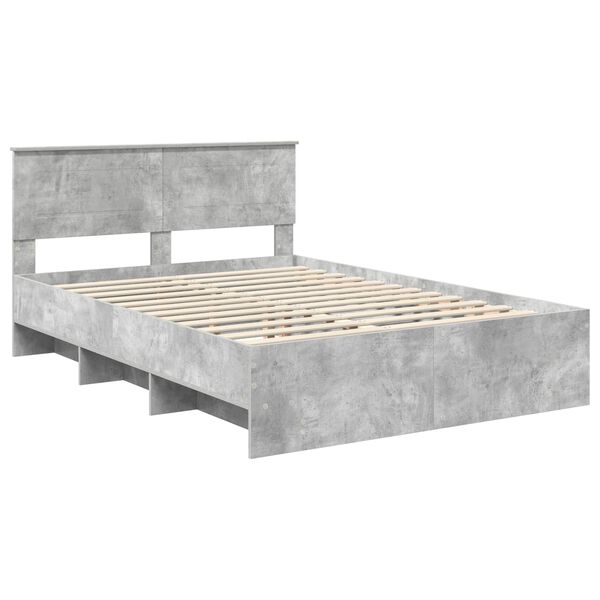 vidaXL Bed Frame Concrete Grey 140 x 200 cm Engineered Wood