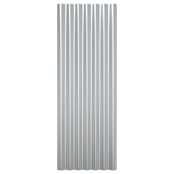 vidaXL Roof Panels 12 pcs Powder-coated Steel Silver 100x36 cm