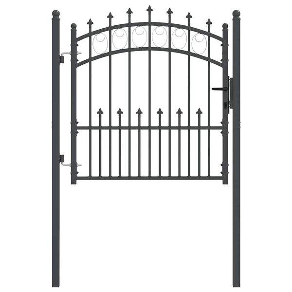 vidaXL Fence Gate with Spikes Grey 100 x 100 cm Powder-coated steel