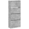 vidaXL Shoe Cabinet with 4 Flip-Drawers Concrete Grey 80x34x187.5 cm
