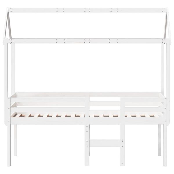 vidaXL High Sleeper Bed without Mattress White 90x200 cm Solid Wood Pine