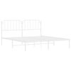 vidaXL Metal Bed Frame without Mattress with Headboard White 183x213cm