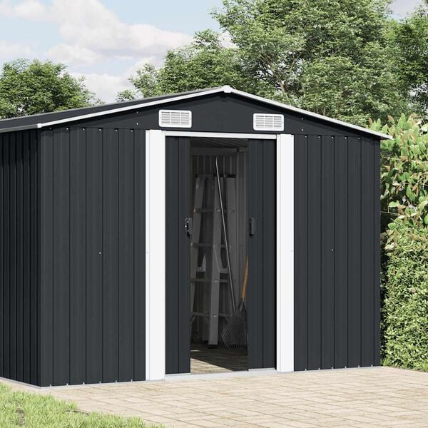 vidaXL Garden Shed 257x489x181 cm Metal Anthracite
