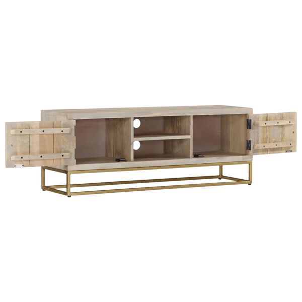 vidaXL TV Cabinet 110x30x40 cm Solid Bleached Wood Mango