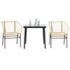 vidaXL 3 Piece Garden Dining Set Brown Poly Rattan Glass