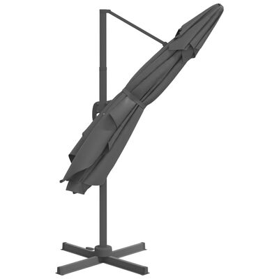 vidaXL LED Cantilever Umbrella Anthracite 400x300 cm