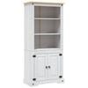 vidaXL Side Cabinet | White body and brown top | Solid pinewood | 80x40x170 cm