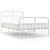 vidaXL Metal Bed Frame without Mattress with Footboard White 120x190cm