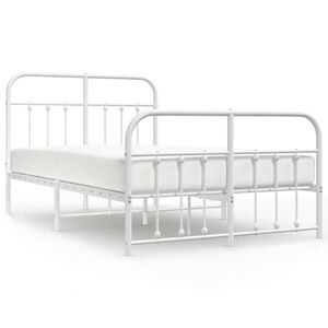 vidaXL Metal Bed Frame without Mattress with Footboard White 120x190cm