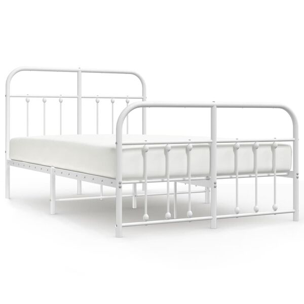 vidaXL Metal Bed Frame without Mattress with Footboard White 120x190cm