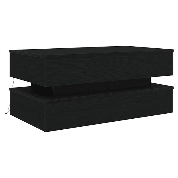 vidaXL Coffee Table with LED Lights Black Oak 90x50x40 cm