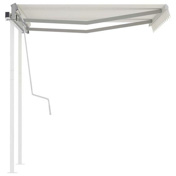 vidaXL Manual Retractable Awning with Posts 3x2.5 m Cream