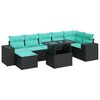 vidaXL 14 Piece Garden Sofa Set with Cushions Black Poly Rattan Acacia
