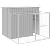 vidaXL Dog House with Run Light Grey 214x253x181 cm Galvanised Steel