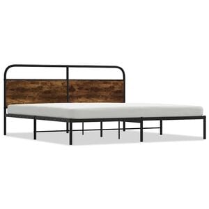 vidaXL Metal Bed Frame without Mattress Smoked Oak 180x200 cm Super King
