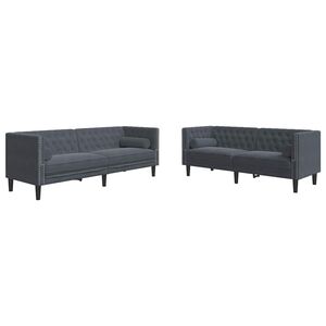 vidaXL Living Room Couch 2 pcs Dark Grey Velvet