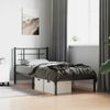 vidaXL Metal Bed Frame without Mattress with Headboard Black 90x200cm