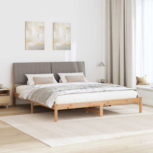 vidaXL Bed Frame with Headboard Brown 180 x 200 cm Solid Pine Wood