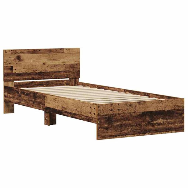 vidaXL Bed Frame with Headboard Old Wood 90 x 190 cm Engineered Wood