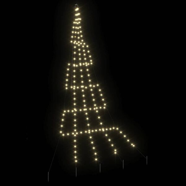 vidaXL LED Christmas Tree with Ground Spikes Warm White 300 cm Metal